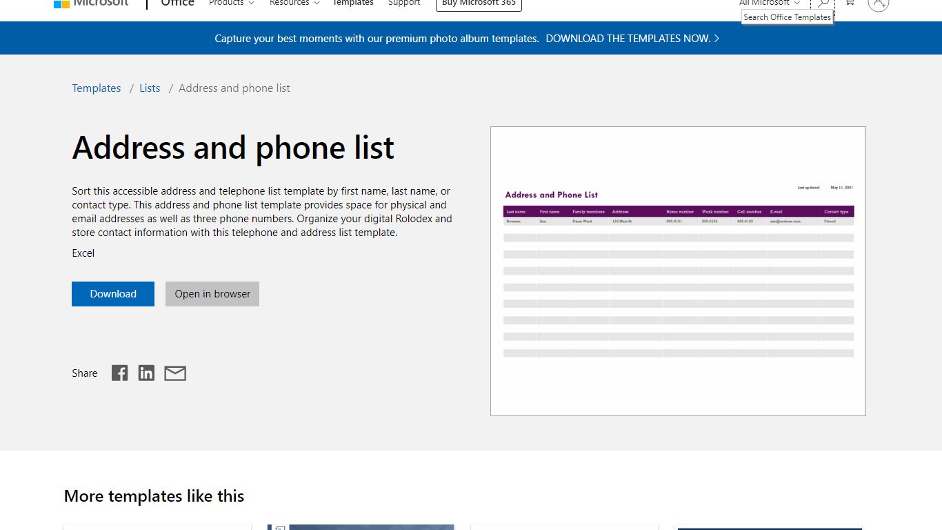 Address and phone list - templates.office.com